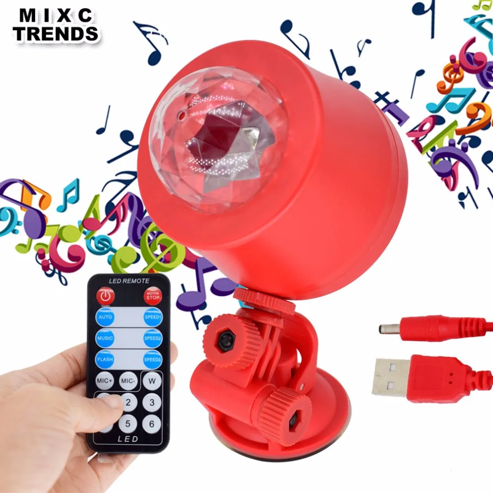 

Wireless Remote Music Car Interior DJ Stage Light Mini RGB USB Port Crystal Magic Ball Music KTV Disco Party LED Laser Lights