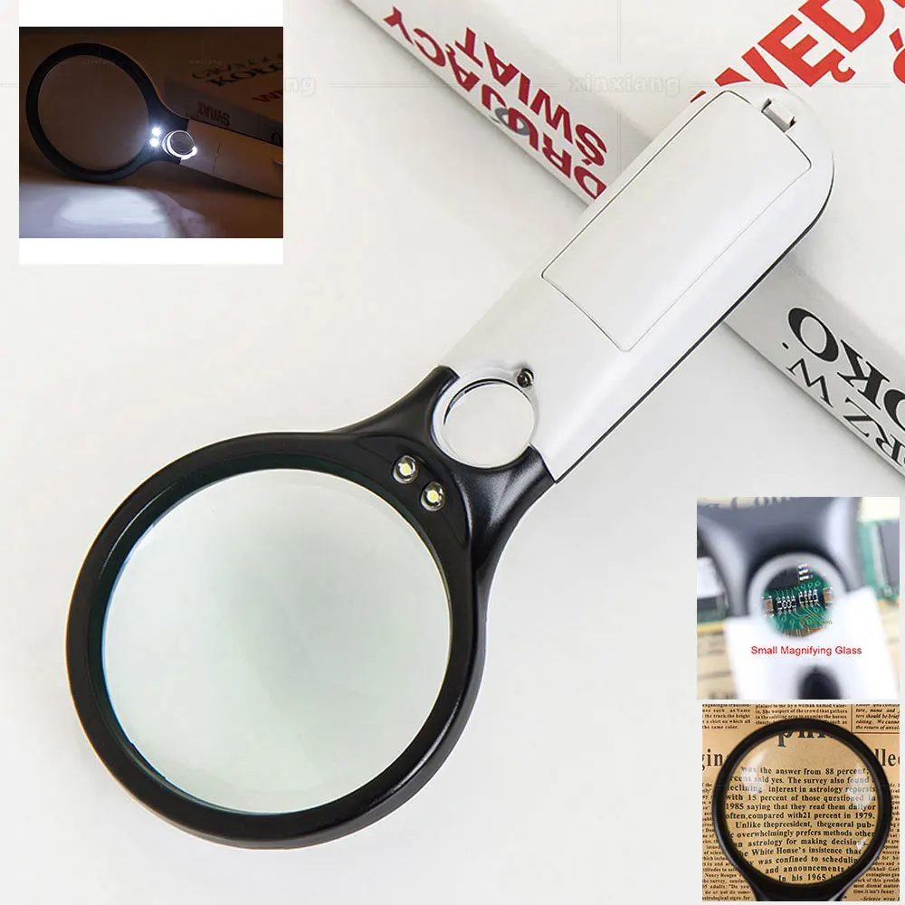 

Handheld 3X 45X Illuminated Magnifier Microscope Magnifying Glass With 3 LED Aid Reading for Seniors loupe Jewelry Repair Tools