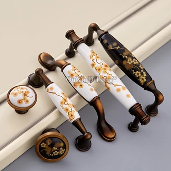 

BRAND NEW 2PCS European Ceramic Printing Kitchen Cabinet Door Handles Cupboard Wardrobe Drawer Wine Cabinet Pulls Handles&Knobs