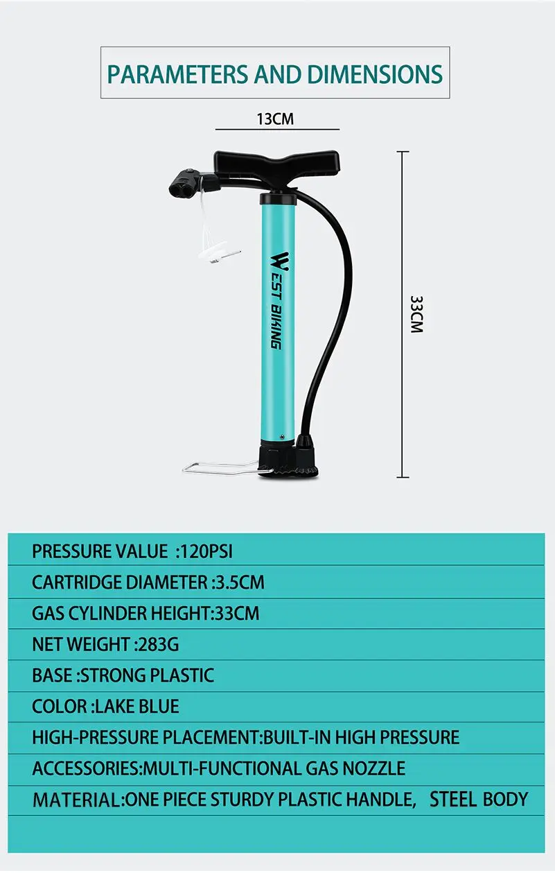 WEST BIKING велосипедный насос 120/160PSI высокого давления Шредер Presta клапан воздушный ножной насос стальной насос для шин MTB дорожный велосипед насос