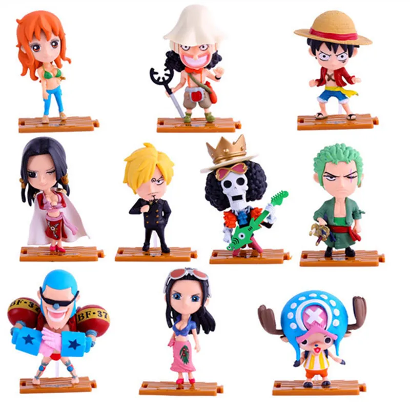 Anime One Piece Figuras Toys 10pcslot 10cm Chopper Hancock Nami Zoro PVC Action Figure Model Toys Dolls Car Home Decor  (1)