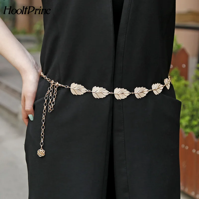 

BrandWomen Belt Fashion Metal brand luxury designer cinturones mujer Leaves Belt Alloy Leaf shirt dress Waistbelt