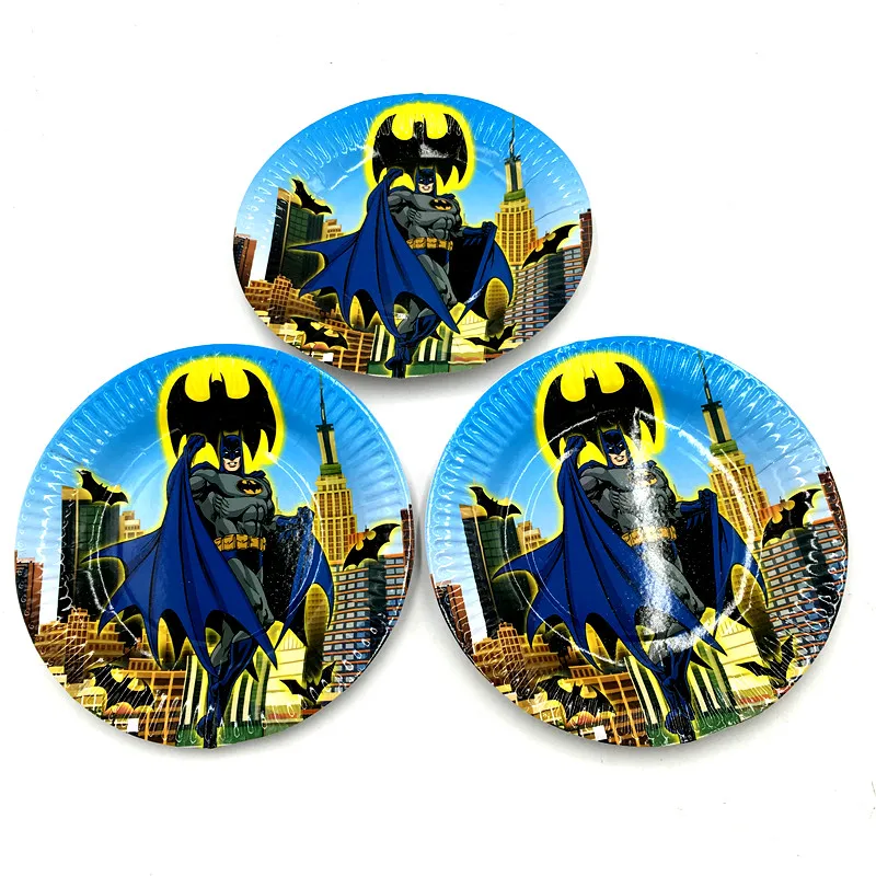 

10PCS/LOT BATMAN PLATES BATMAN DISHES KIDS BIRTHDAY PARTY FAVORS HAPPY BIRTHDAY PARTY SUPPLIES BATMAN PAPER PLATE