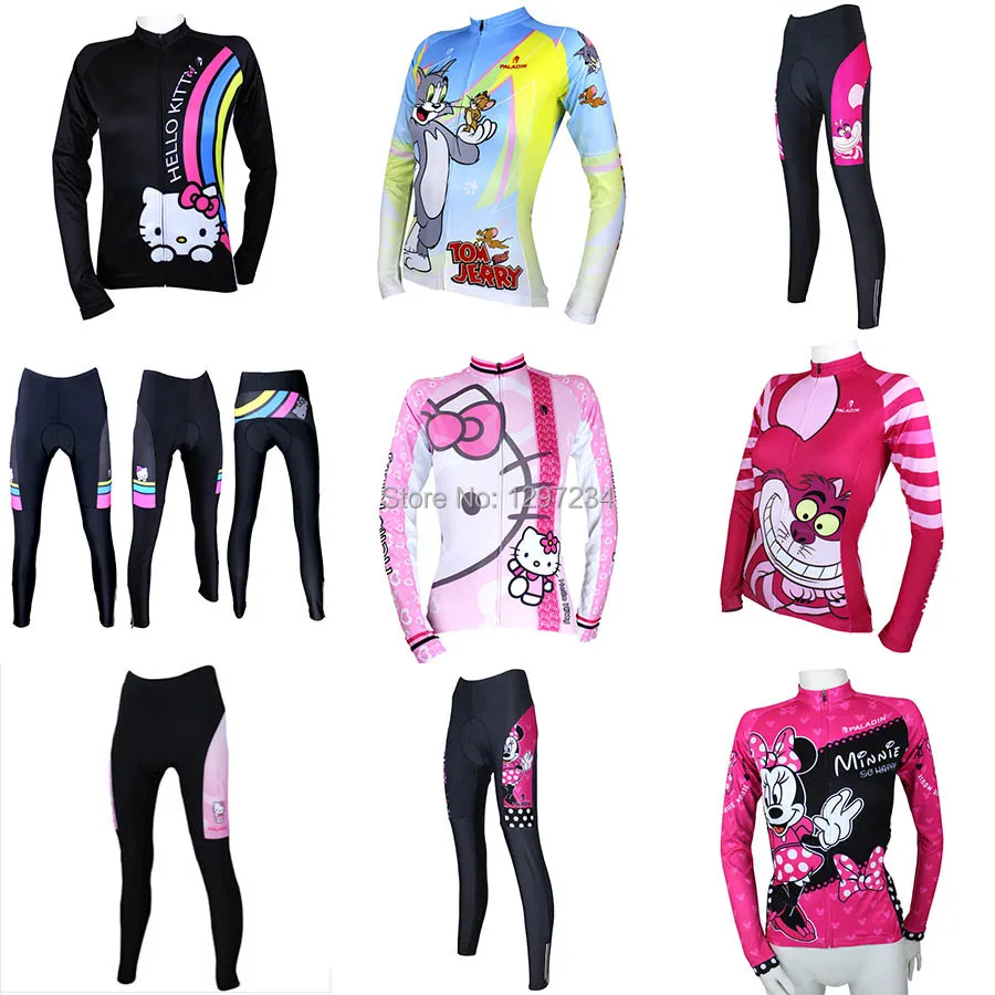 2016 Baru Wanita Kartun Komik Pink Hello Kitty Bersepeda Jersey