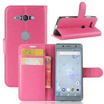 

10pcs/lot For Sony Xperia XZ2 Lichi wallet PU Leather stand+TPU Cover Case with card slot For Sony Xperia XZ2 Compact