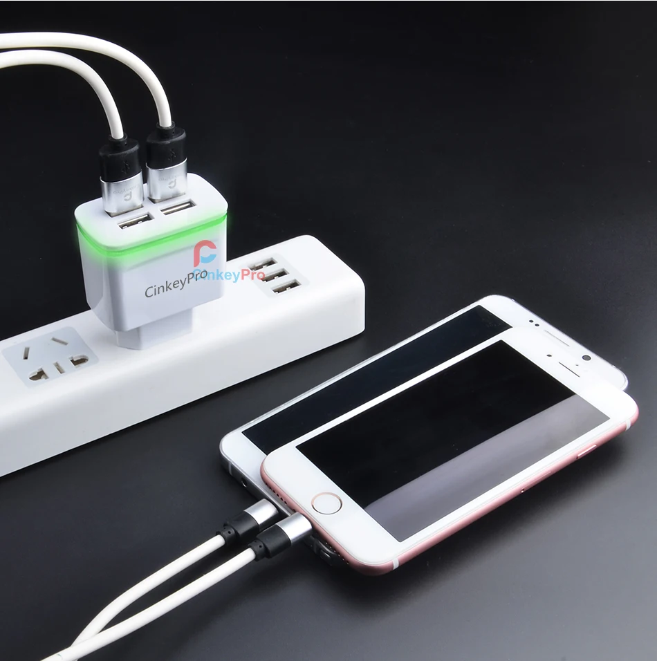 Cinkeypro 4 Порты USB Зарядное устройство для iPhone iPad Samung свет ЕС Plug 5 В 4A сетевой адаптер мобильный телефон универсальная зарядка