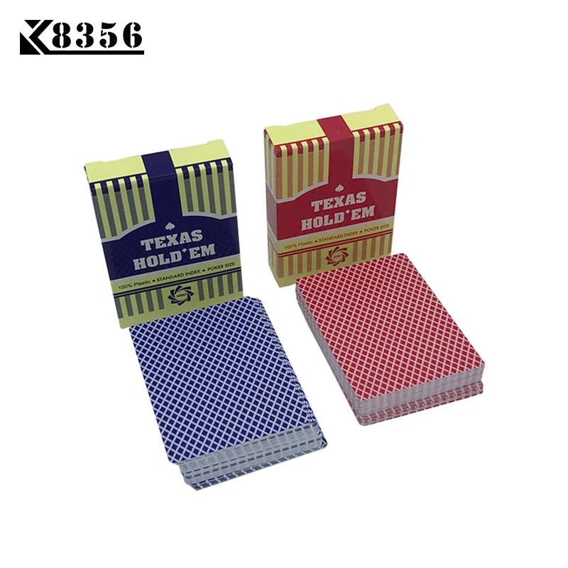 Acheter K8356 2 Sets Lot Petites Lettres Texas Hold em Cartes À Jouer En Plastique Étanche Glaçage Poker Cartes Jeux de société 2.48*3.46 pouces