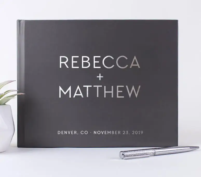 

Custom Modern handcover Wedding Guest Books guestbook Alternative Horizontal Landscape Modern Wedding Sign In Book photo ablums
