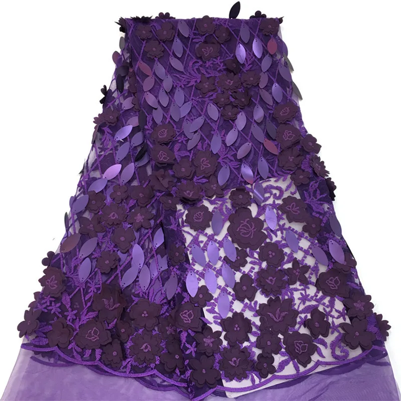 

High Quality 3d African Net Lace Fabrics With Sequins French Lace Fabric Latest Design Nigerian Lace Fabric for Dress HX1408-2