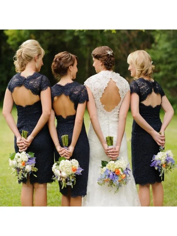 92-5Lace bridesmaid dresses, short bridesmaid dress open 99