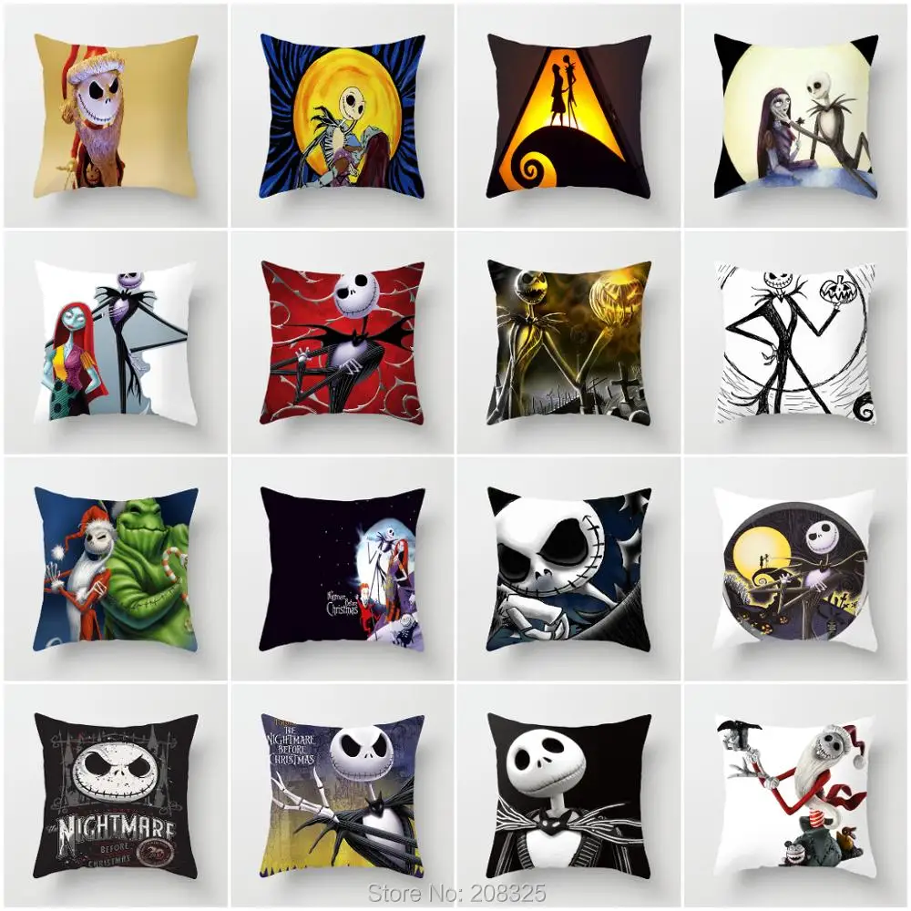 ZENGIA Nightmare Before Christmas Cushion cover GHOST Pillow cover Polyester Horror Throw pillows Sofa Decorative Pillow case