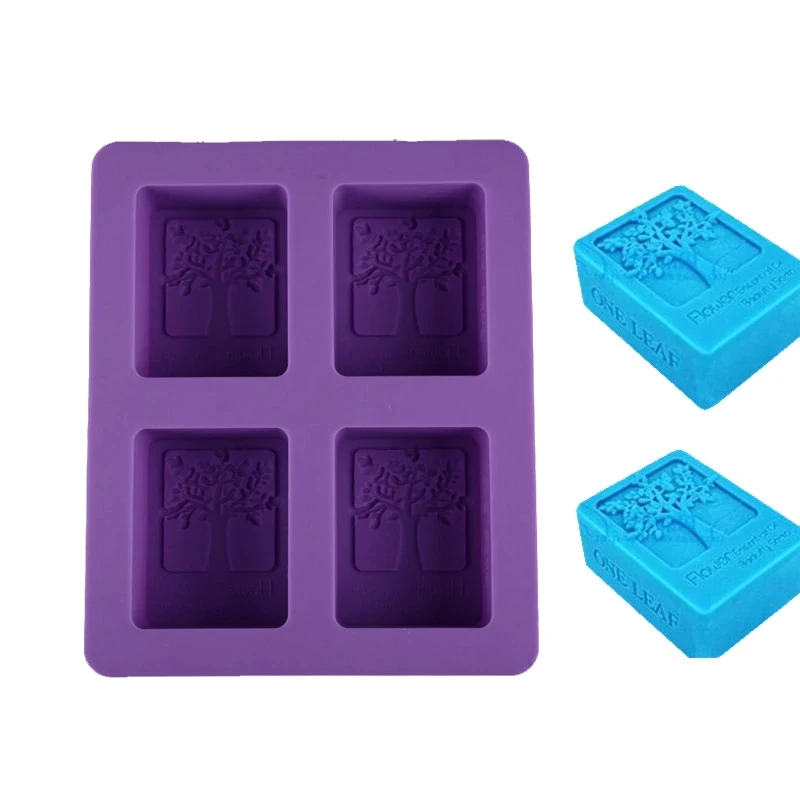 

Silicone Life Tree 3D Pattern Square Soap Mold Baking Decorating Tools Molds For Homemade Soap Mousse Cake Baking Accessories