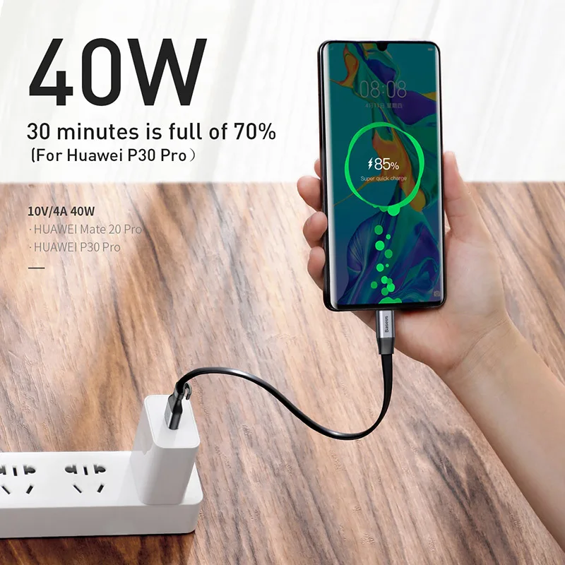 Baseus 5A Supercharge usb type C кабель для huawei P30 mate 30 Pro Портативный USB C кабель Quick Charge 3,0 Для Xiaomi 9 USB-C провод