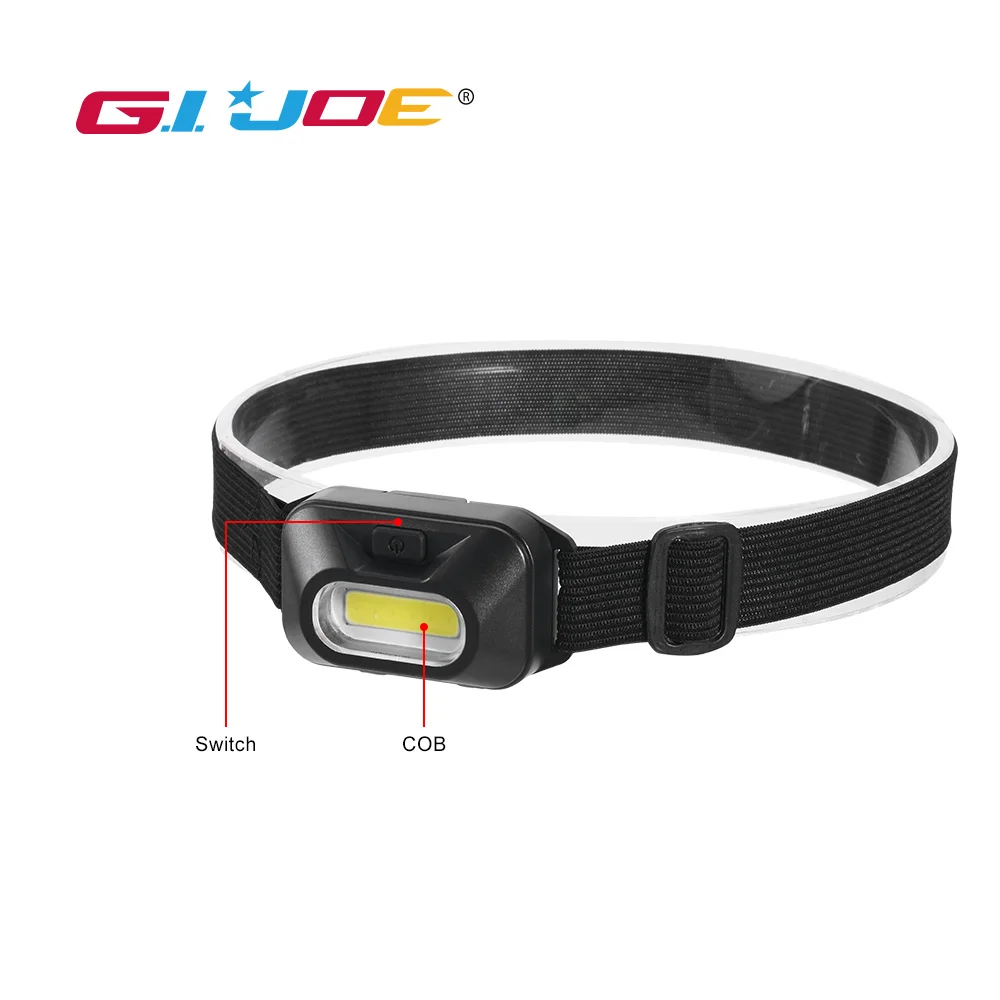 

GIJOE mini head lamp led cob portable light plastic headlight use 3*AAA battery waterproof 2019 new arrival hiking camping light
