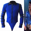 New Rare MJ Michael Jackson BAD tour Bule Bodysuit Skinny Jacket Punk Style Heavy Metal Music Ultimate Collection 1