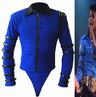 New Rare MJ Michael Jackson BAD tour Bule Bodysuit Skinny Jacket Punk Style Heavy Metal Music Ultimate Collection 1