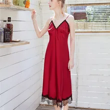 Для женщин пикантные пижамы слинг атласная Длинные Белье для сна нижнее белье Модные Для женщин пижамы шифоновое платье комплект 40al30