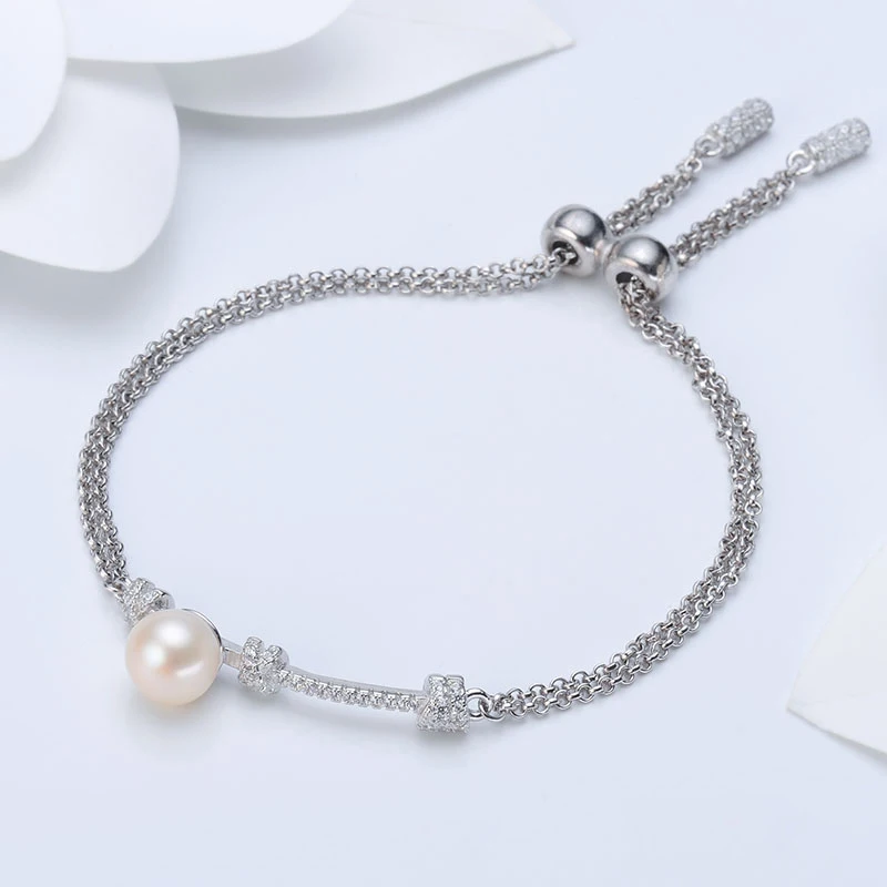 Белый натуральный пресноводный жемчуг браслет для свадьбы для женщин, настоящий жемчуг 925 серебряный браслет ювелирные изделия подарок для матери Девушки Подарки