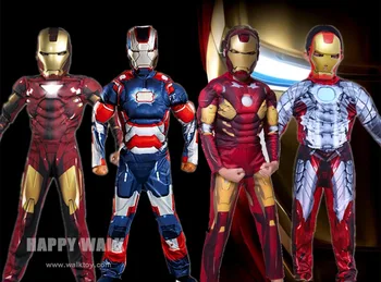 

2020 Free Shopping Iron Man Mark Patriot Muscle Child Kids Halloween Costume Fantasia Avengers Superhero Cosplay Outfit