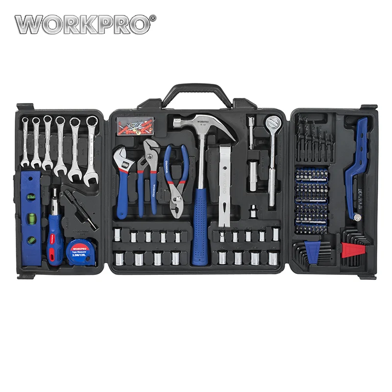 

WORKPRO 201PC Tool Set Home Instruments Hand Tools Socket Set Ratchet Spanner Wrenches Pliers Screwdrivers