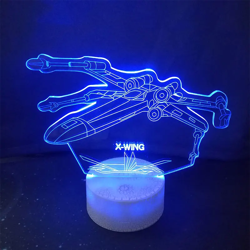 Star Wars X-WING форма светодио дный 3D свет в ночь 7 цветов изменить стол настольные лампы спальня осветительное оборудование домашний Декор