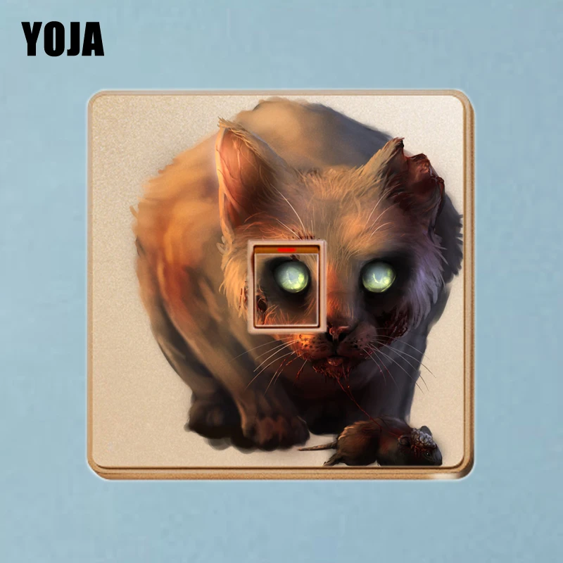 

YOJA Creepy Resident Cat Wall Sticker Cartoon PVC Colored Switch Living Room Decor 8SS0121