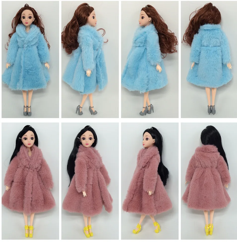 Аксессуары для игрушечной куклы зимняя теплая одежда розового цвета в меховой верхней одежде для куклы Барби Одежда для кукол