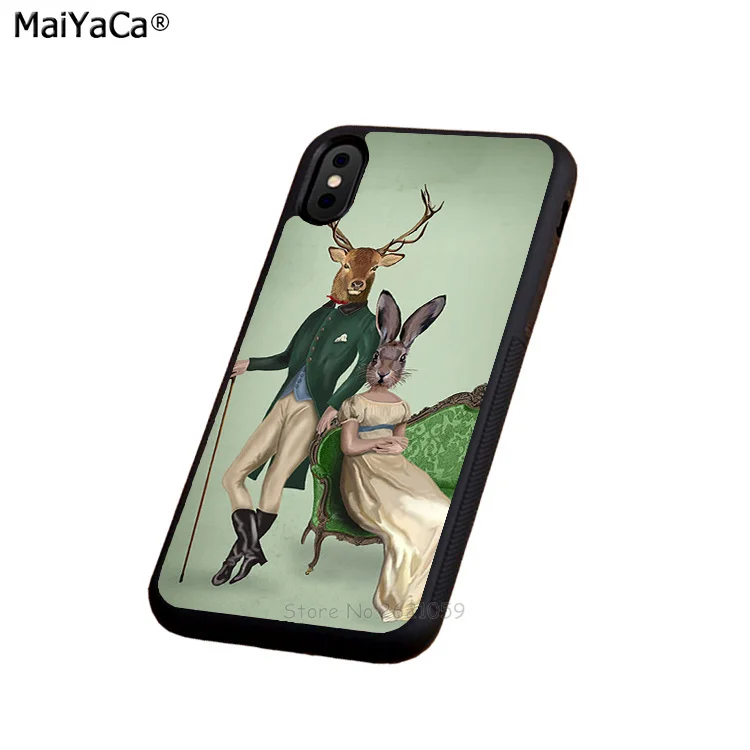 Mr deer and Mrs rabbit animal silicone soft side edge phone case for iphone 5s se 6 6s 6plus 6splus 7 7plus 8 8plus X XR XS MAX | Мобильные
