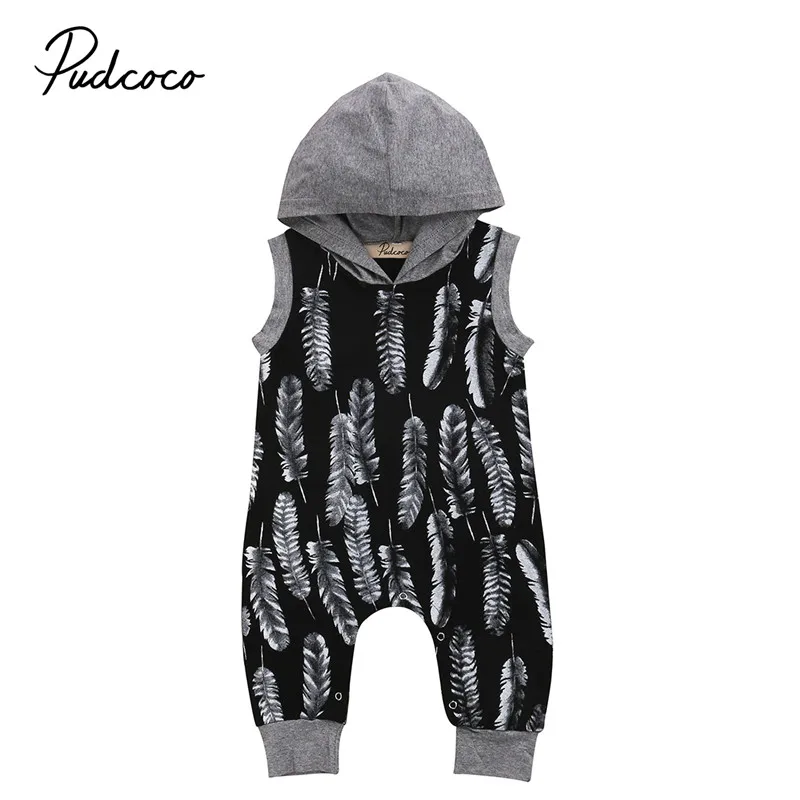 Детский хлопковый комбинезон с капюшоном принтом перьев|newborn sweatshirt|baby sweatshirt girlbaby