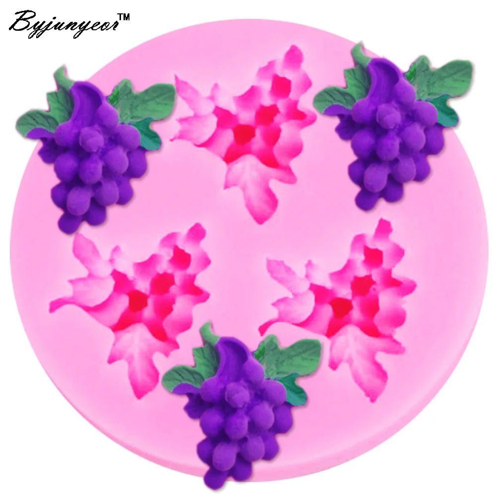 

Byjunyeor M534 1 pcs Cartoon Silicone Mold Cake Molds Fruit Fondant Moulds Grape Cherry Pineapple Strawberry Mold 5.6*1.2cm