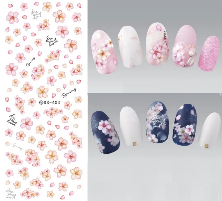 LEMOOC, 1 лист, рельефные 3D наклейки для ногтей, Цветущий цветок, стикеры 3D на ногти Nail Art, наклейки, клей, маникюр, дизайн ногтей, декоративные наклейки - Цвет: Pattern 9