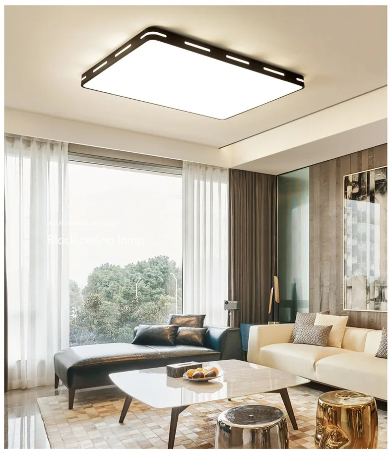 Современный светодиодный потолочный светильник, прямоугольный потолочный светильник с дистанционным управлением, кухонный светильник, Светильники для гостиной, столовой, поверхностное крепление, лампа