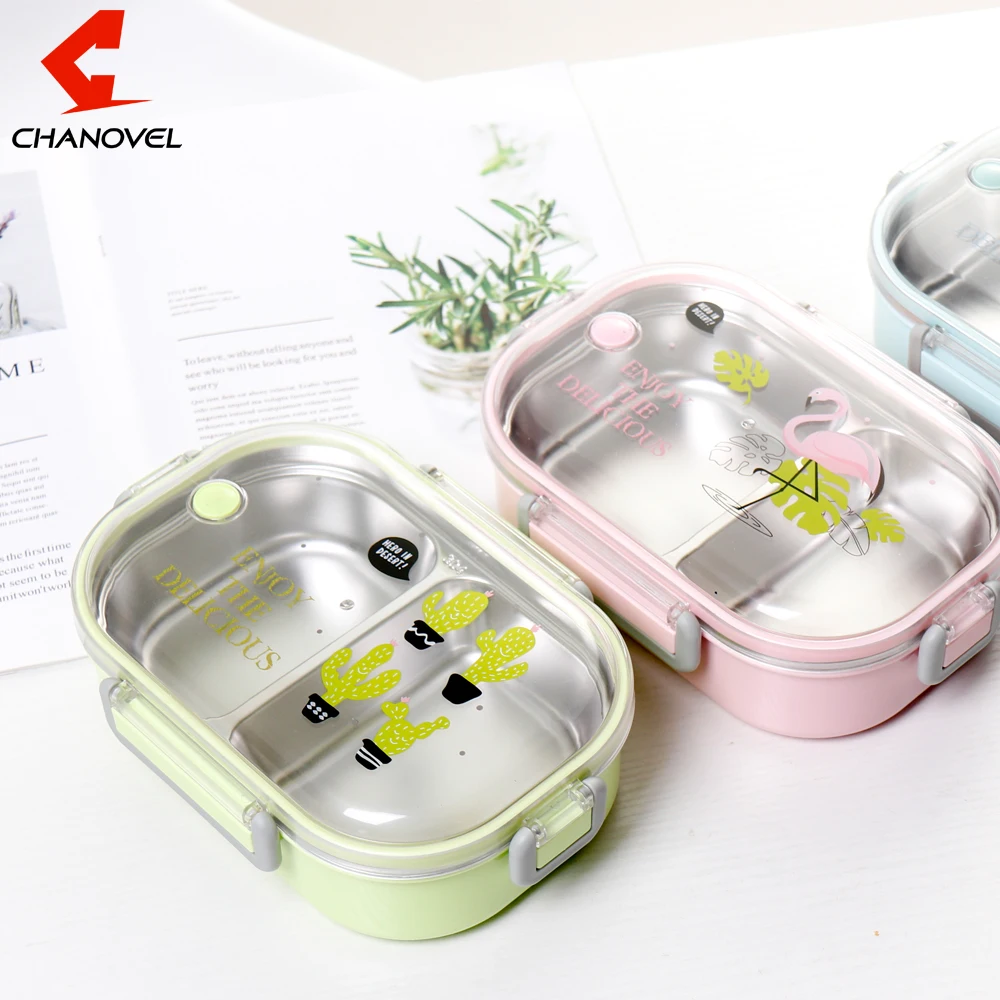 

CHANOVEL 650ML 304 Stainless Steel Japanese Lunch Box With Compartments Bento Box For Kids School Picnic Food Container