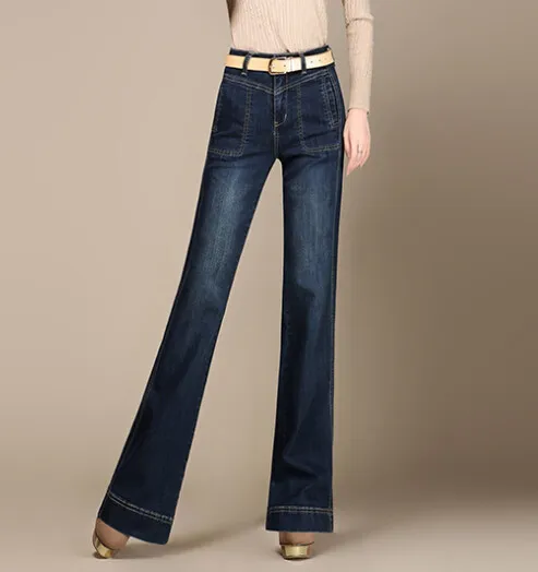 Широкие брюки для женщин джинсовые джинсы плюс размер Весна Осень повседневные брюки Полная Длина Высокая талия хлопок женские брюки ljj0601