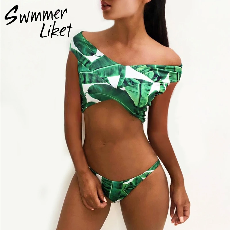

Off shoulder swimsuit female push up micro bikini set Brazil sexy bathing suit women bathers summer green swimwear 2018 biquini