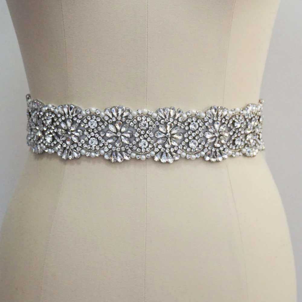 

Luxury Crystal And Rhinestone Wedding Belt Beading Bridal Sash For Wedding Gown Handmade Wedding Accessories