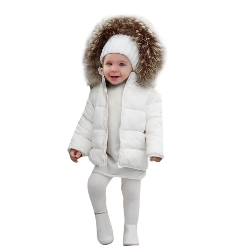 

ISHOWTIENDA NEW 2019 Winter Overalls For Children Kids Baby Toddler Boy Girl Warm Faux Fur Hooded Winter Jacket Coat Outerwear