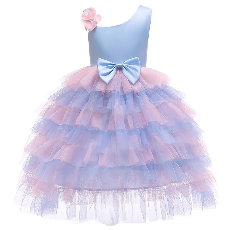 2019 Summer Elegant Flower Baby Girls Sling Dress Children Party Evening Dresses For Girl Vestidos Kids Princess Belt Ball Gown  (10)