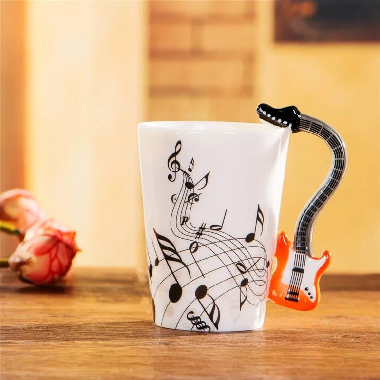 38 узоров гитара скрипка керамическая чашка персональная музыкальная нота молоко сок лимон кружка кофе чай чашка домашняя посуда для напитков уникальные подарки - Цвет: OF
