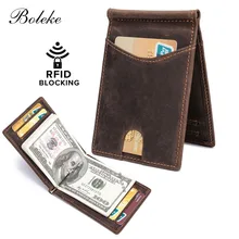 Мужской тонкий кошелек с блокировкой RFID, Тонкий минималистичный кошелек с передним карманом, мужской кошелек из натуральной кожи с зажимом для кредитных карт, для мужчин R9007