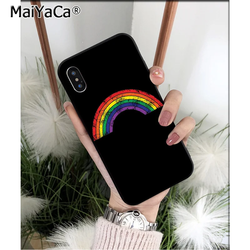 MaiYaCa LGBT Радужный ТПУ мягкий черный чехол для телефона чехол для Apple iPhone 8 7 6 6S Plus X XS MAX 5 5S SE XR чехол - Цвет: A2