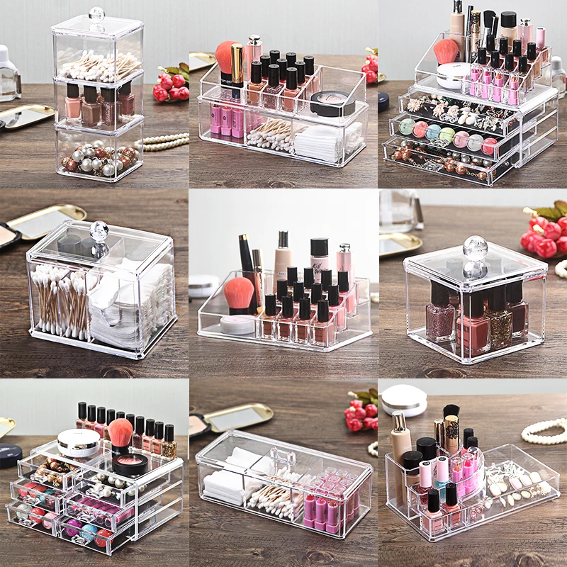 Delicate Clear Fashion Makeup Organizer Storage Box Jewelry Container