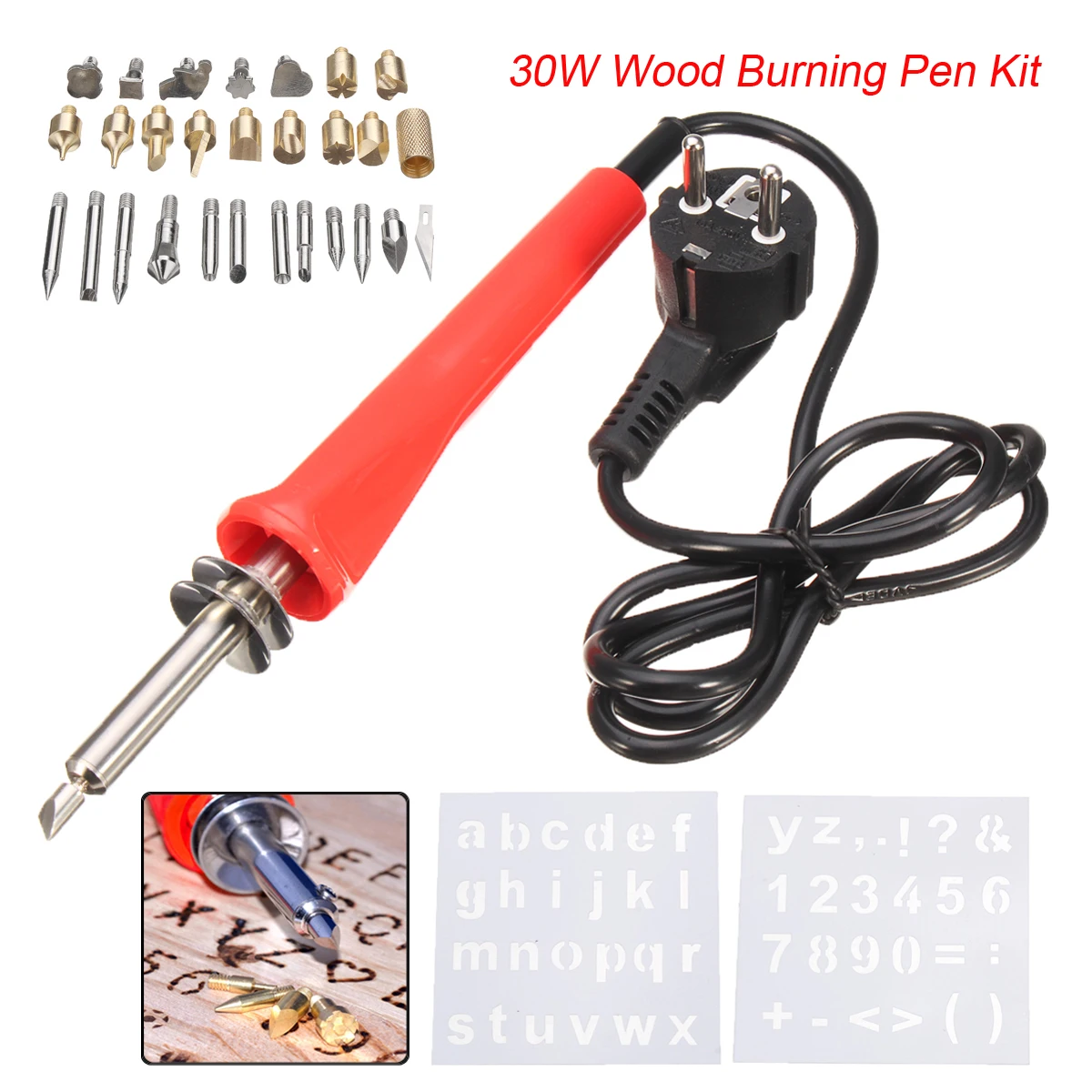 

31PCS 30W Wood Burning Pen Engraver Set Electric Soldering Iron Kit Iron Burner Hobby Set Carving Pyrography Tool