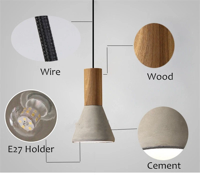 3 модели, скандинавские креативные художественные Лофт светильники, промышленные ветровые цементные подвесные светильники, бар, кофейня, ресторан, деревянные подвесные лампы