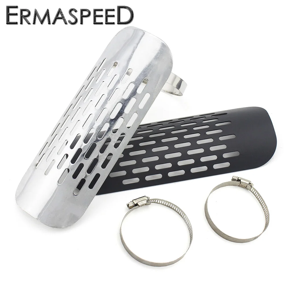 Universal Motorcycle Steel Exhaust Muffler Pipe Heat Shield Cover Black