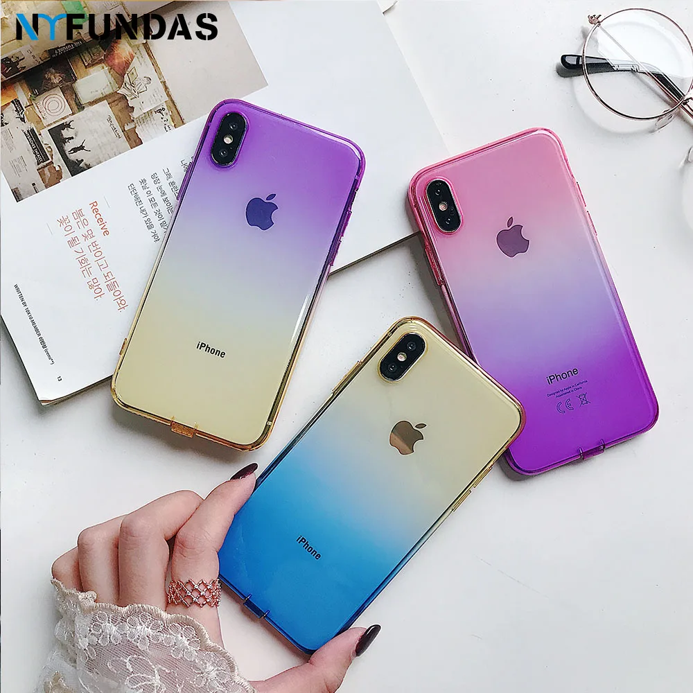 NYFundas градиентный телефонный чехол для iphone 8 7 6 6s plus X ультратонкий Силиконовый
