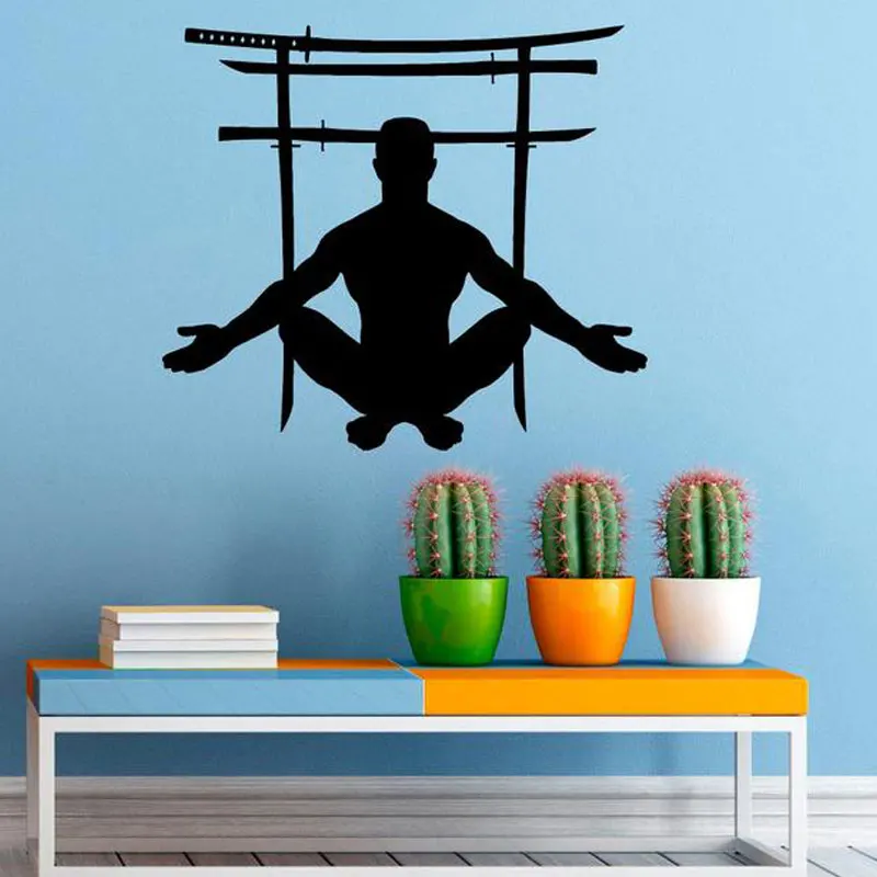 

Japanese Swords Gate Wall Sticker Vinyl Home Decoration Removable mural Japanese Culture Interior Decals YD01