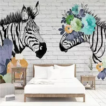 Custom wallpaper mural zebra flowers modern background wall - high-grade wall cloth Custom wallpaper mural zebra flowers modern background wall - high-grade wall cloth