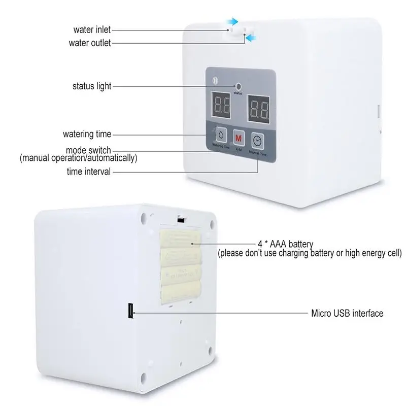 DIY Self Watering System Micro Automatic Drip Irrigation Kit with 30-Day Timer and USB Charging DIY Self Watering System Micro Automatic Drip Irrigation Kit with 30-Day Timer and USB Charging
