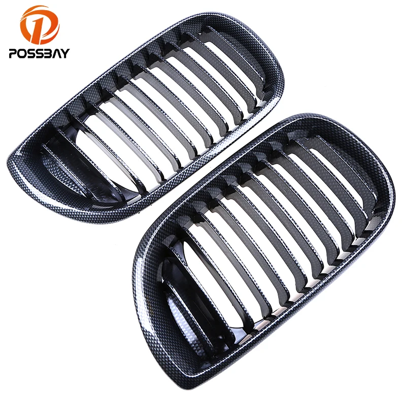 

POSSBAY Imitation Carbon Fiber Front Center Kidney Coche Grille for BMW 3-Series E46 320d/320i/325i Sedan 2001-2005 Facelift